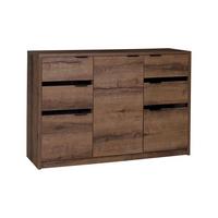 KOMMODE Devon mit 3 Türen und 4 Schubladen, Eiche monastery - Eichefarben/Schwarz, Holzwerkstoff/Metall (135/90/40cm) - Beautysofa