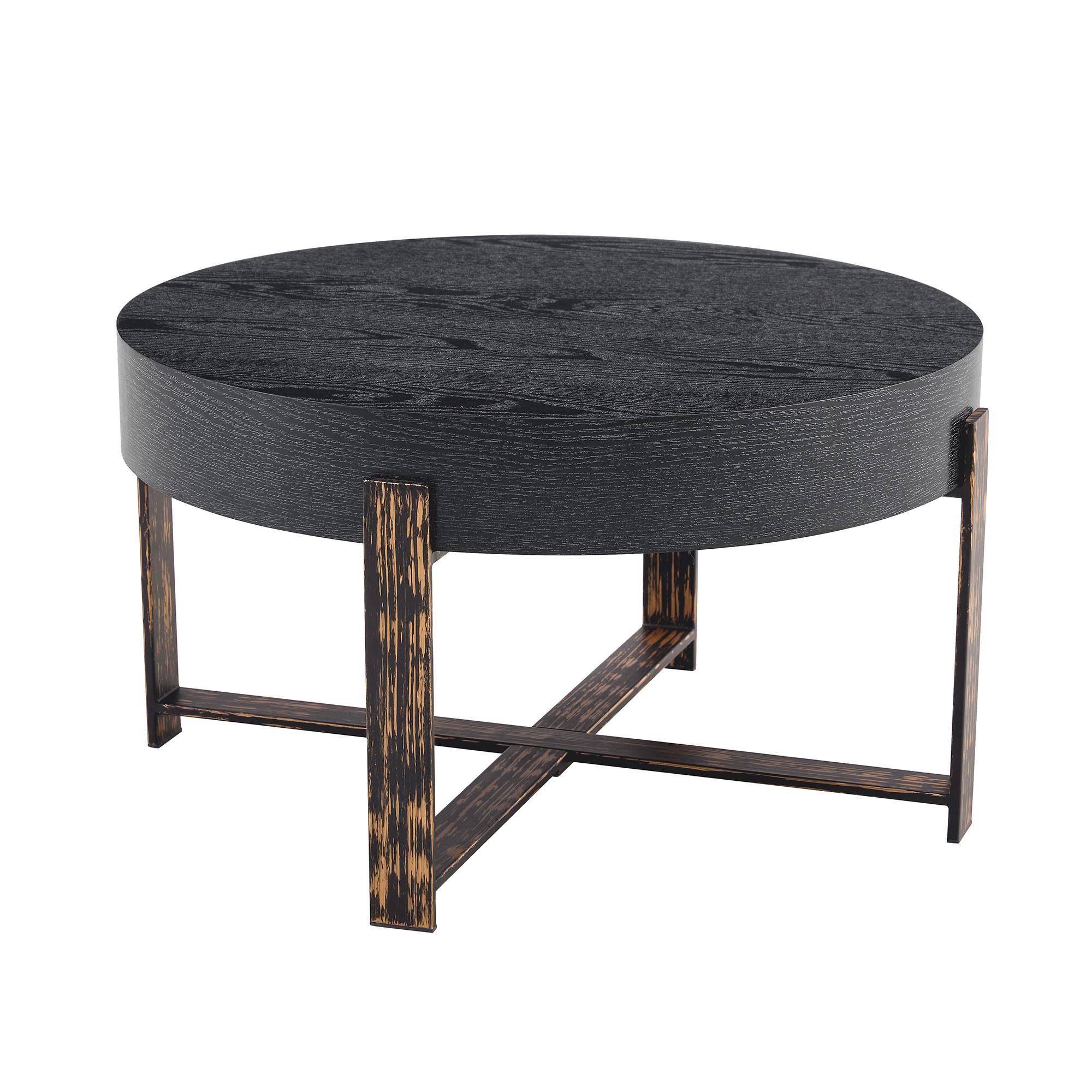 COUCHTISCH holzoptik schwarz kreuzgestell stabil - Schwarz, Holzwerkstoff (68/68/39cm) - Urban Meuble
