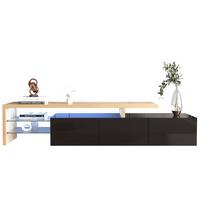 LOWBOARD mit LED-Beleuchtung, 3 Schubladen und Offene Fächer - Schwarz, Glas/Holzwerkstoff (197/42/39cm) - Urban Meuble