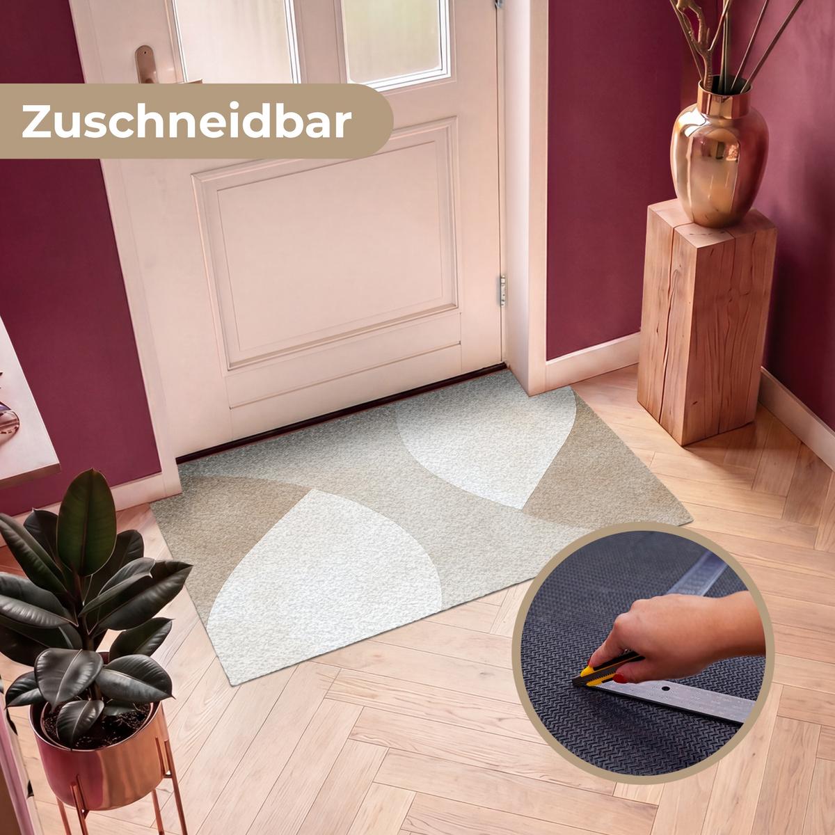 FUSSMATTE Braun - Japandi - Abstrakt Schmutzfangmatte 120x80 cm - Beige, Kunststoff (120/0.4cm) - MuchoWow
