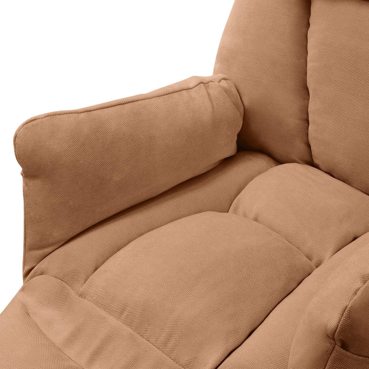 SESSEL mit Liegefunktion Braun Leinenbezug Relaxsessel verstellbar für Wohnzimmer - Schwarz/Braun, Textil/Metall (85/102/82cm) - ML-DESIGN
