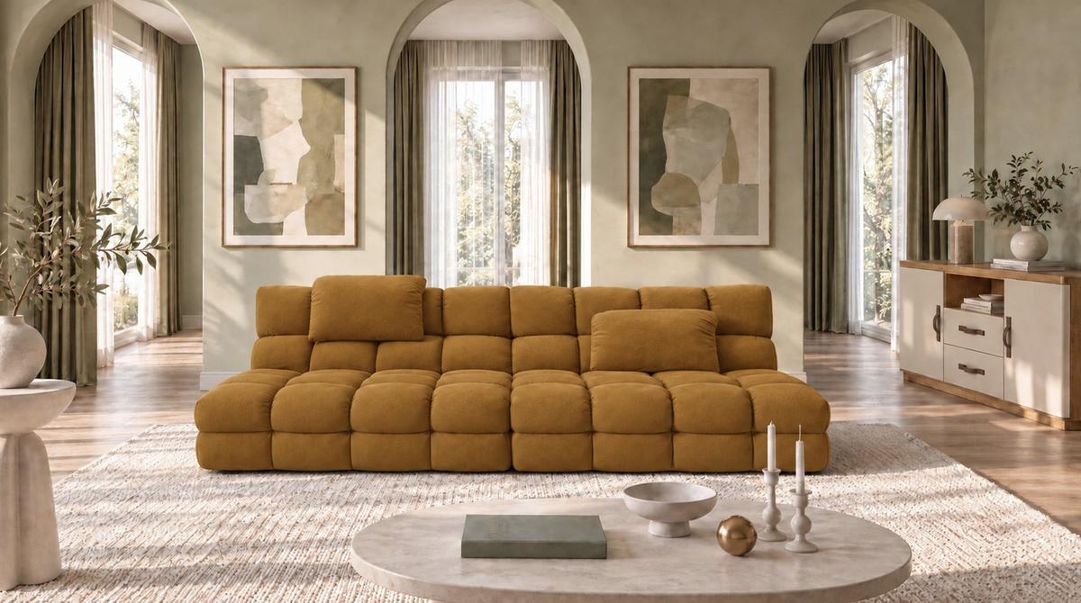 SOFA AMIA Braun Velvet - Schwarz/Braun, Kunststoff/Textil (290/86/108cm) - KAWOLA