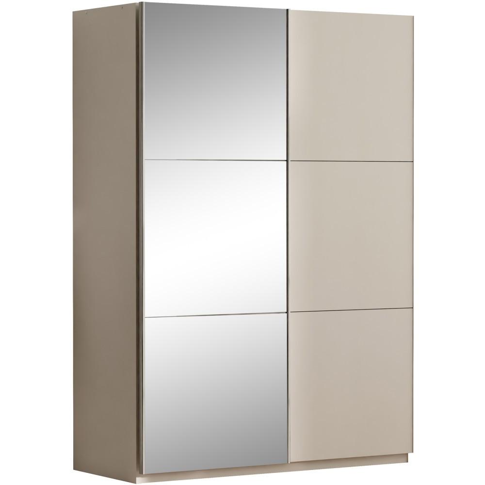 SCHWEBETÜRENSCHRANK Visto mit 2 Türen und Spiegel, 120 cm, Sandbeige - Sandfarben, Holzwerkstoff (120/215/65cm) - Beautysofa