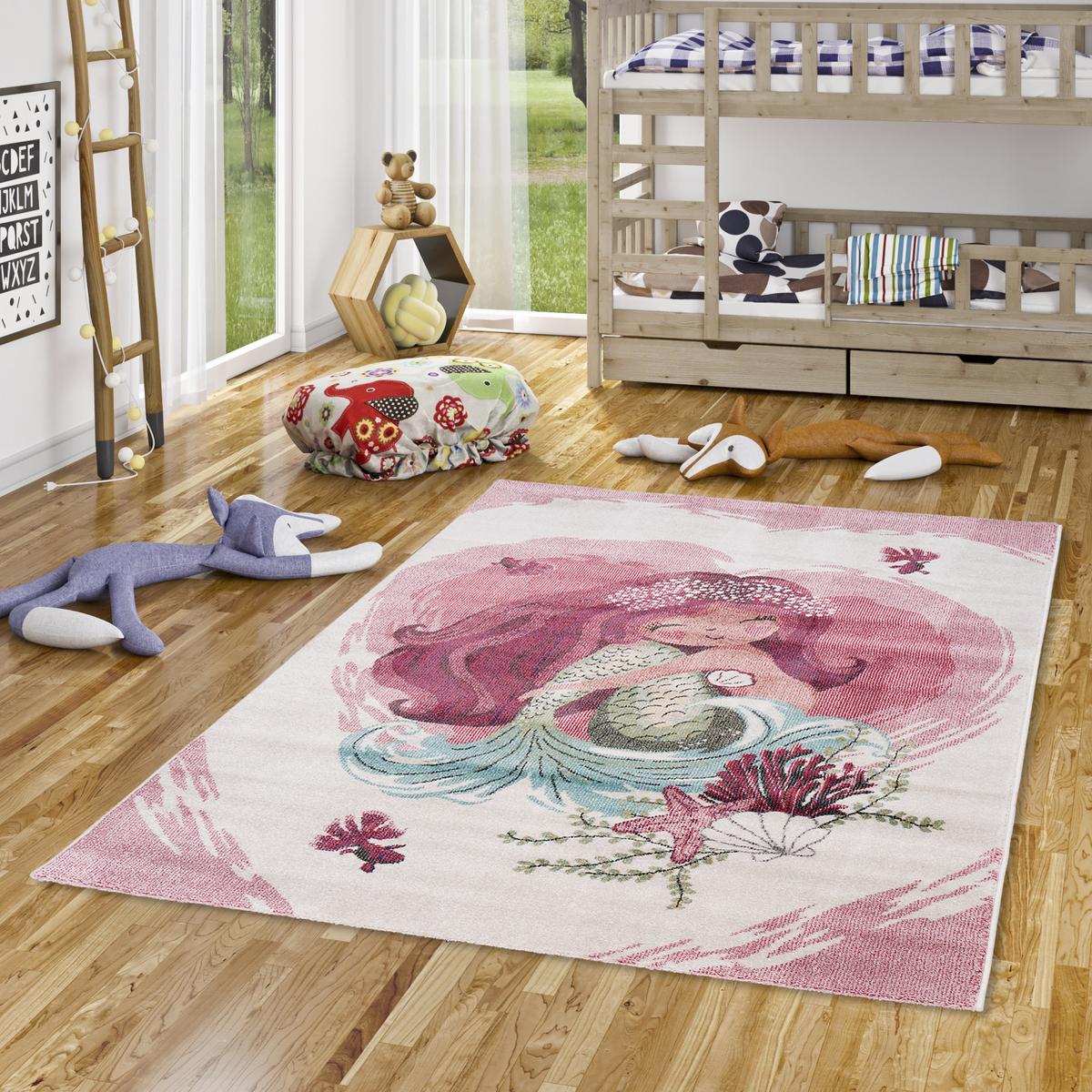 KINDER TEPPICH MAUI KIDS MEERJUNGFRAU - Rosa, Textil (80/150cm) - Pergamon