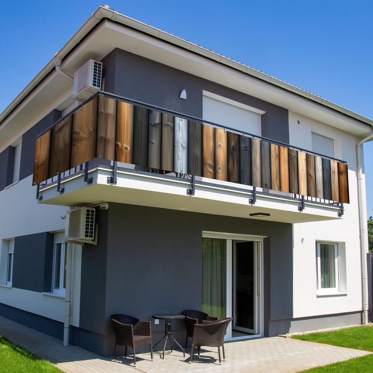 BALKON-SICHTSCHUTZ Holz - Dielen - Gemischt Groß 500x80 cm - Teakfarben, Kunststoff (500/80cm) - MuchoWow