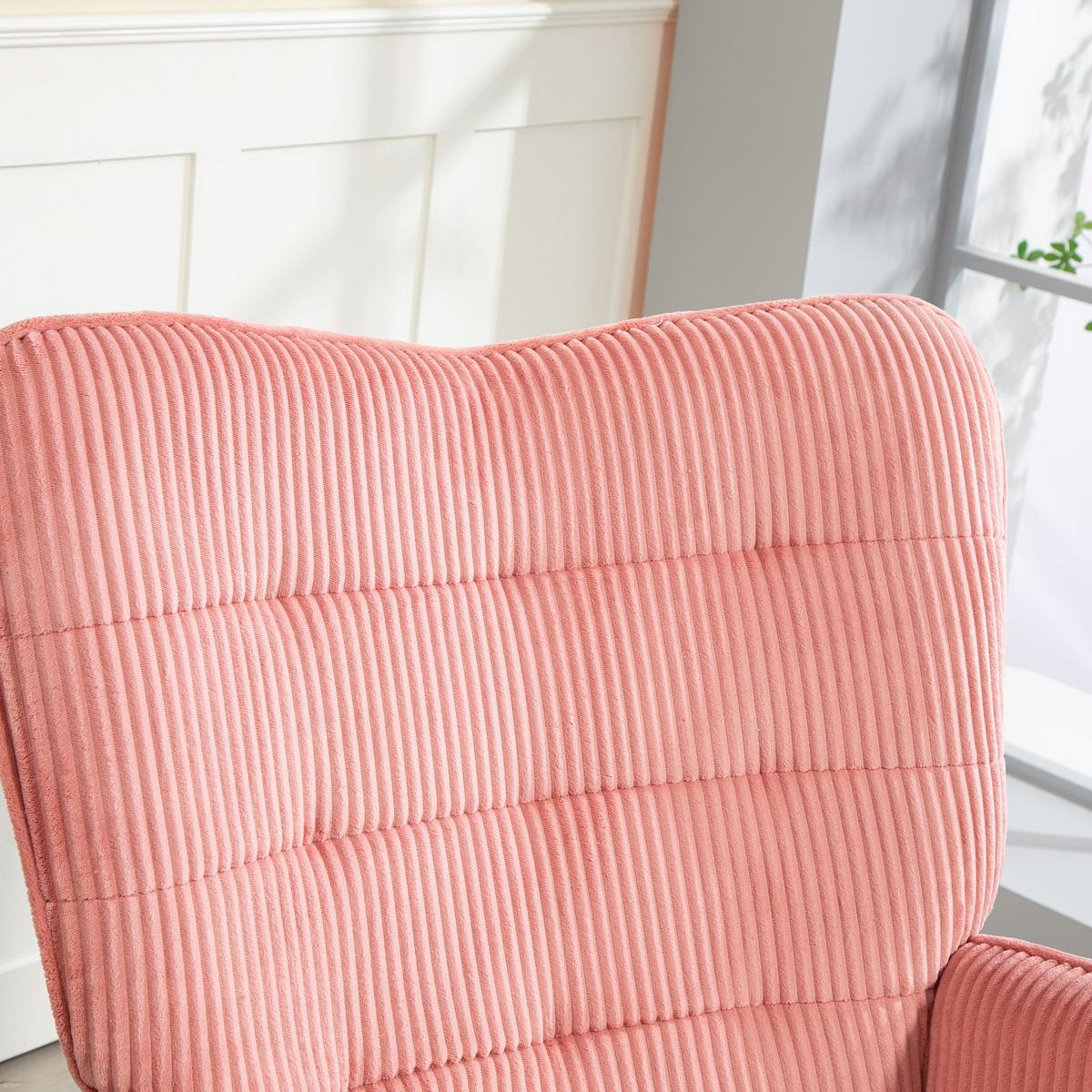 SCHAUKELSTUHL, Schaukelsessel mit Kordoptik, Armlehne für Wohnzimmer, Rosa - Koralle/Rosa, Buchenholz/Textil (98/101/71cm) - HOMCOM