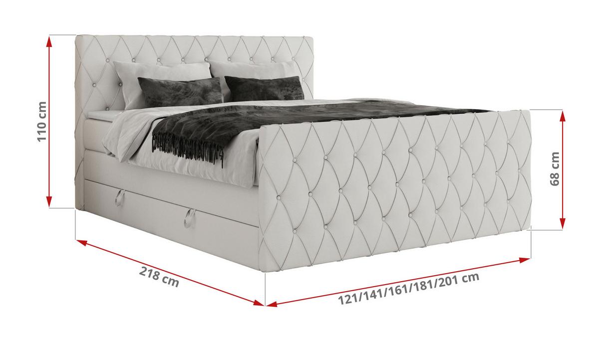 BOXSPRINGBETT MIREN KING DUO 200/200 Weiß Kunstleder - H3 - Weiß, Holz/Textil (200/200cm) - MKS