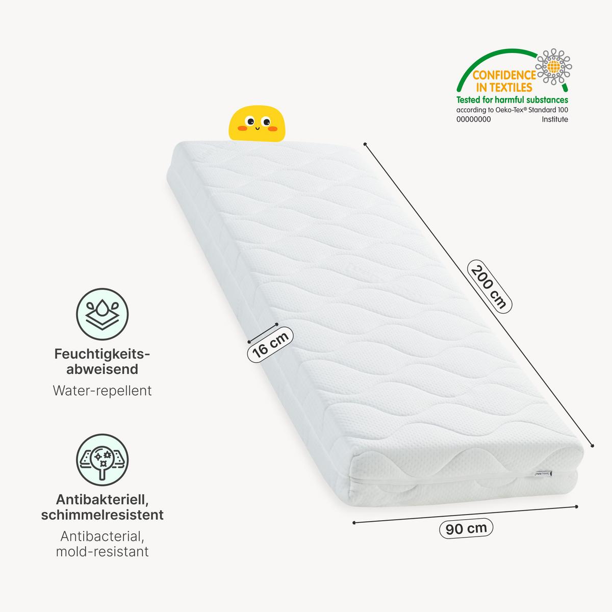 HAUSBETT Treviolo mit Matratze - Naturfarben, Holz/Textil (90/200cm) - [en.casa]