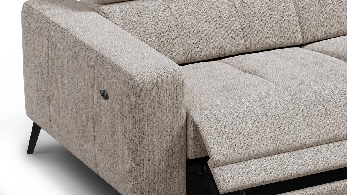RELAXSOFA MORELLO 3-Sitzer, beige, 2 x Relax Zero Gravity - Beige, Holz/Textil (206/82/103cm) - Wozimo