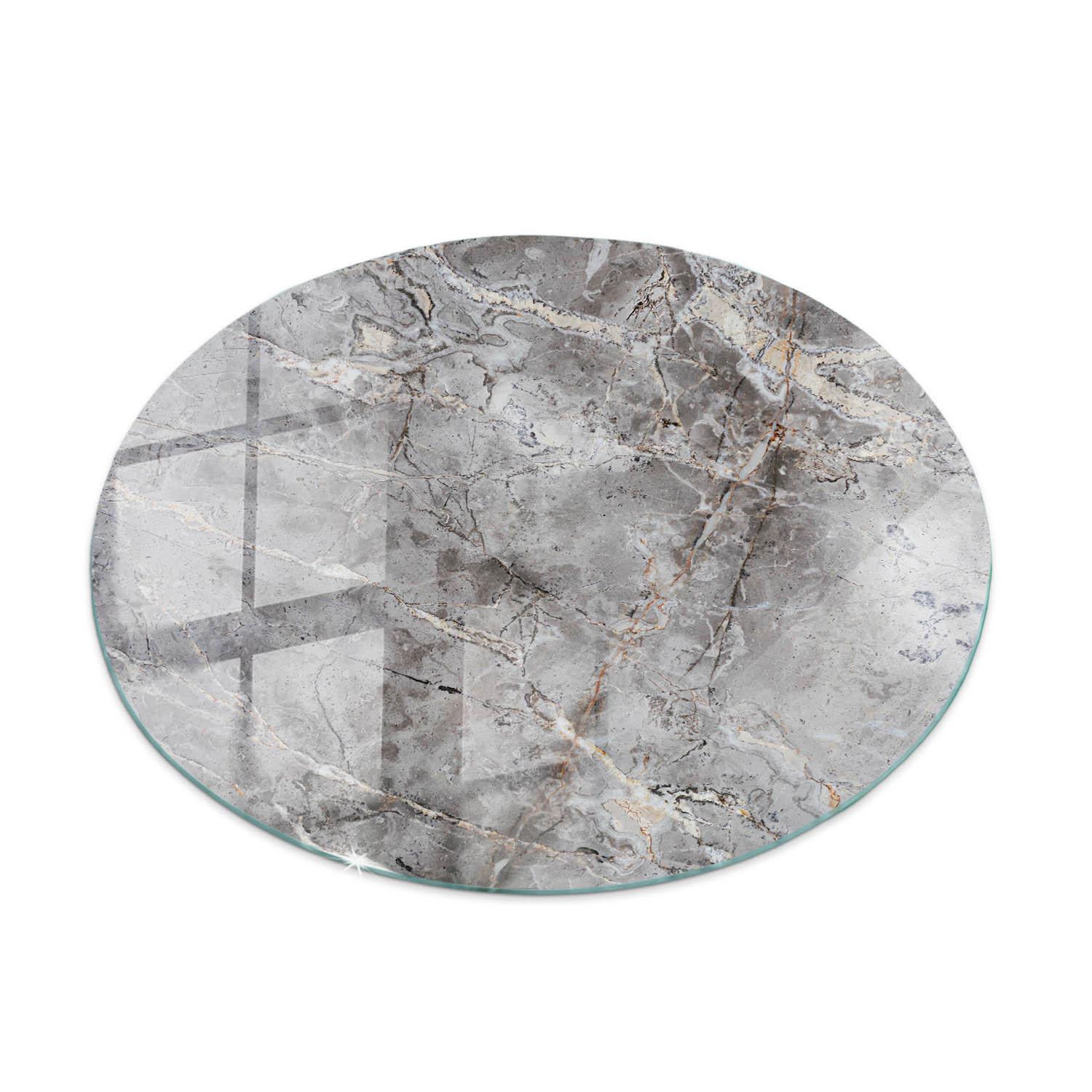 TISCHPLATTE fi80 cm Muster aus Naturmarmor - Grau, Glas (80/80/0.4cm) - TULUP