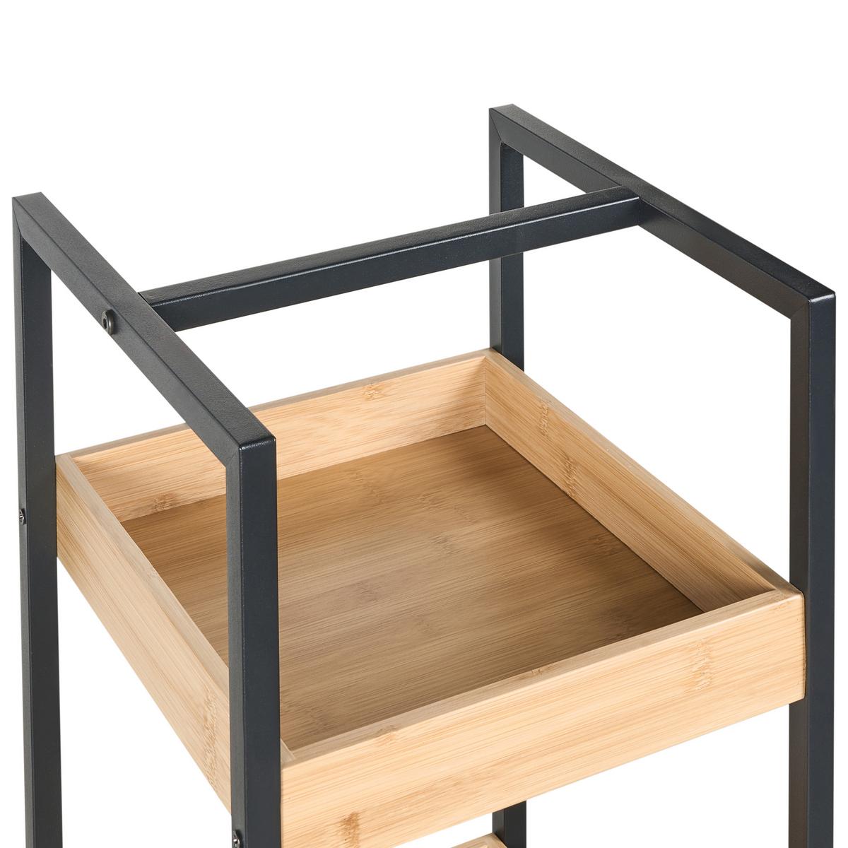 REGAL mit 3 Ebenen Bambus Hellbraun Tajzara - Hellbraun/Schwarz, Holz (30/90/30cm) - Beliani