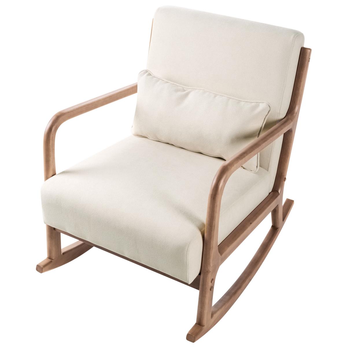 SCHAUKELSESSEL Stoff Hellbeige Skovde - Beige, Textil (66/82/79cm) - Beliani