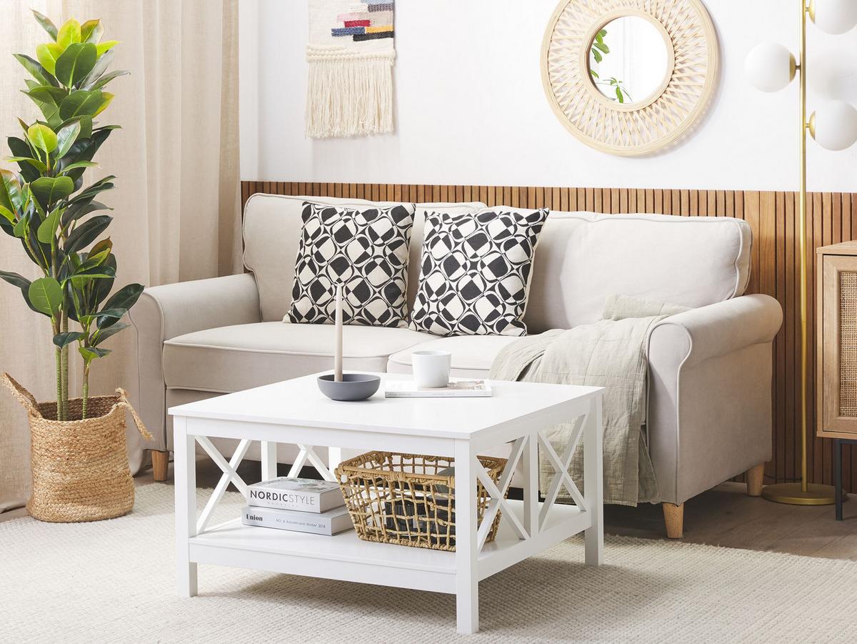 COUCHTISCH weiß quadratisch 80/80cm Lotta - Weiß, Holzwerkstoff (80/80/45cm) - Beliani