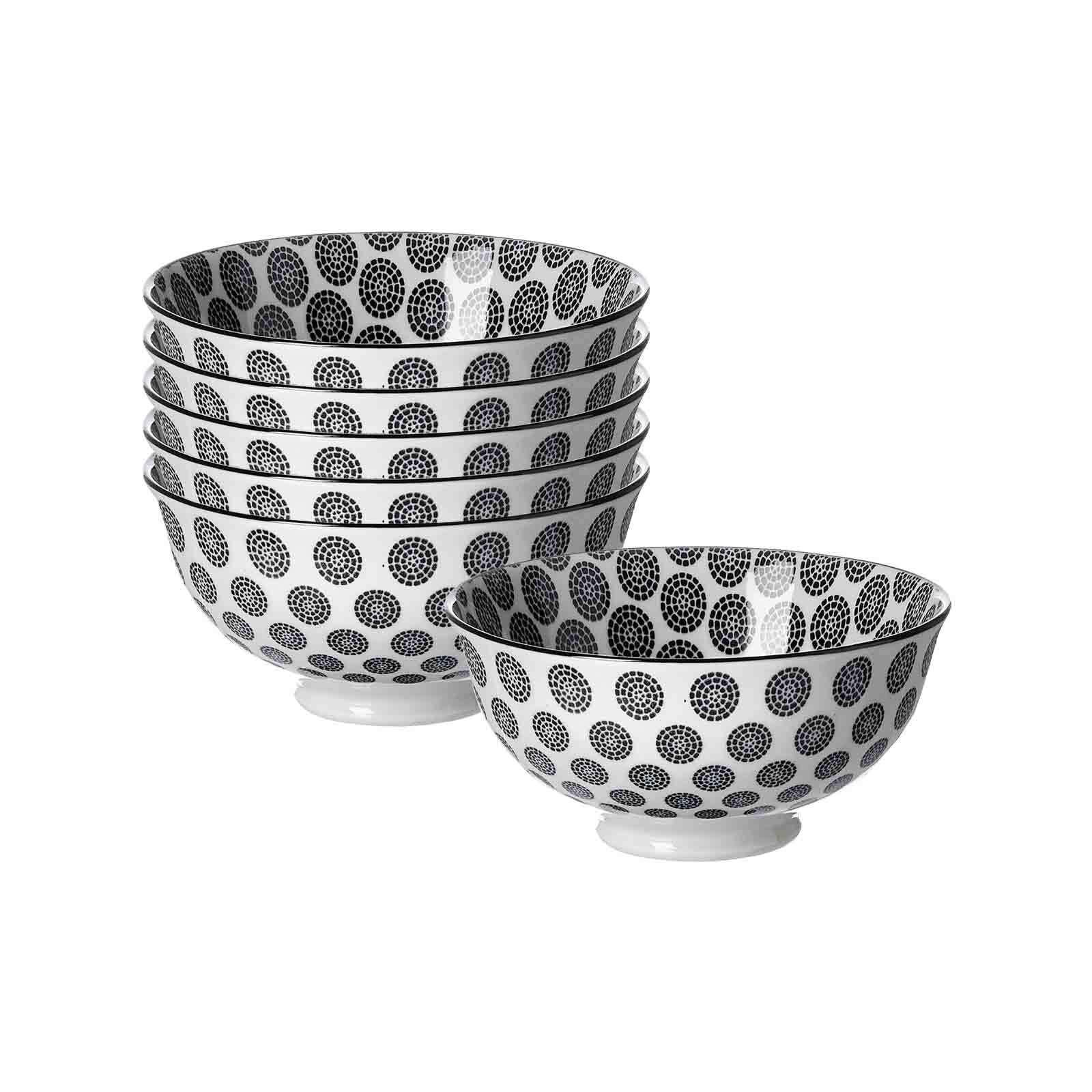 SERVIERSCHALEN Takeo Circles schwarz-weiß ø 12 cm 6er Set - Schwarz/Weiß, Keramik (12/6/12cm) - Ritzenhoff Breker