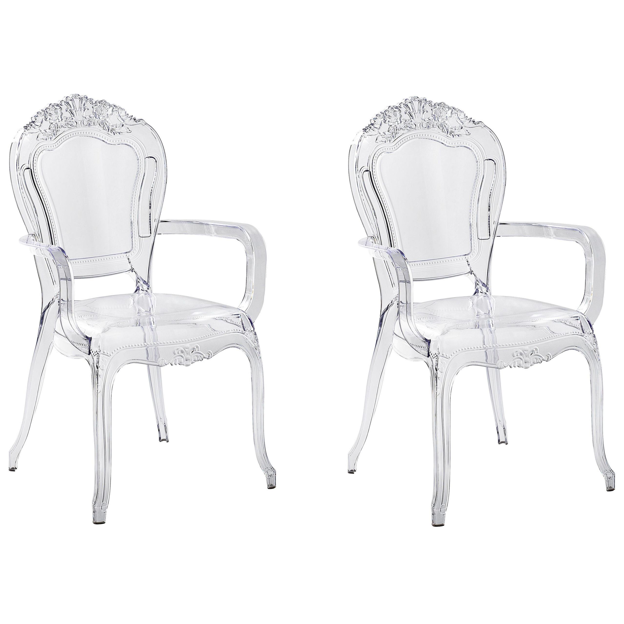 ESSZIMMERSTUHL 2er-Set Kunststoff Transparent Vermont - Transparent/Schwarz, Kunststoff (52/98/53cm) - Beliani