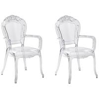 ESSZIMMERSTUHL 2er-Set Kunststoff Transparent Vermont - Transparent/Schwarz, Kunststoff (52/98/53cm) - Beliani
