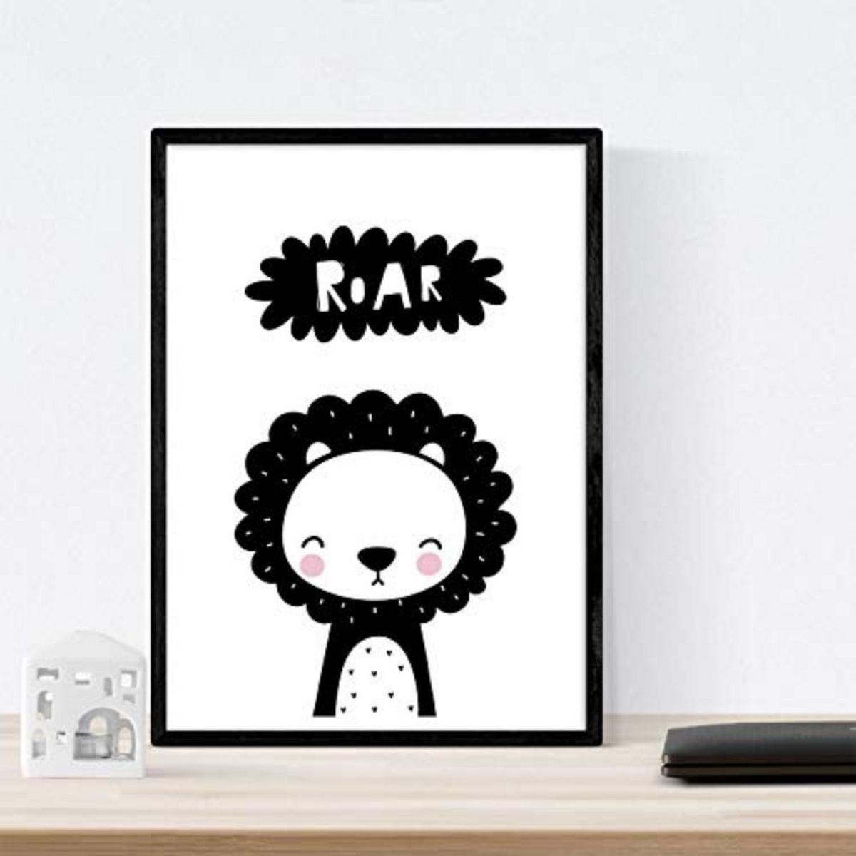POSTER Set mit 4 „Seien Sie mutig“ Tiere A3 Rahmenlos - Klar, Papier (29.7/3cm) - Nacnic