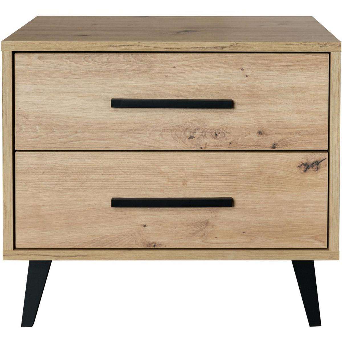 NACHTTISCH Kavo mit 2 Schubladen, eiche Artisan - Schwarz/Eiche Artisan, Holzwerkstoff (53.5/48/41cm) - Beautysofa