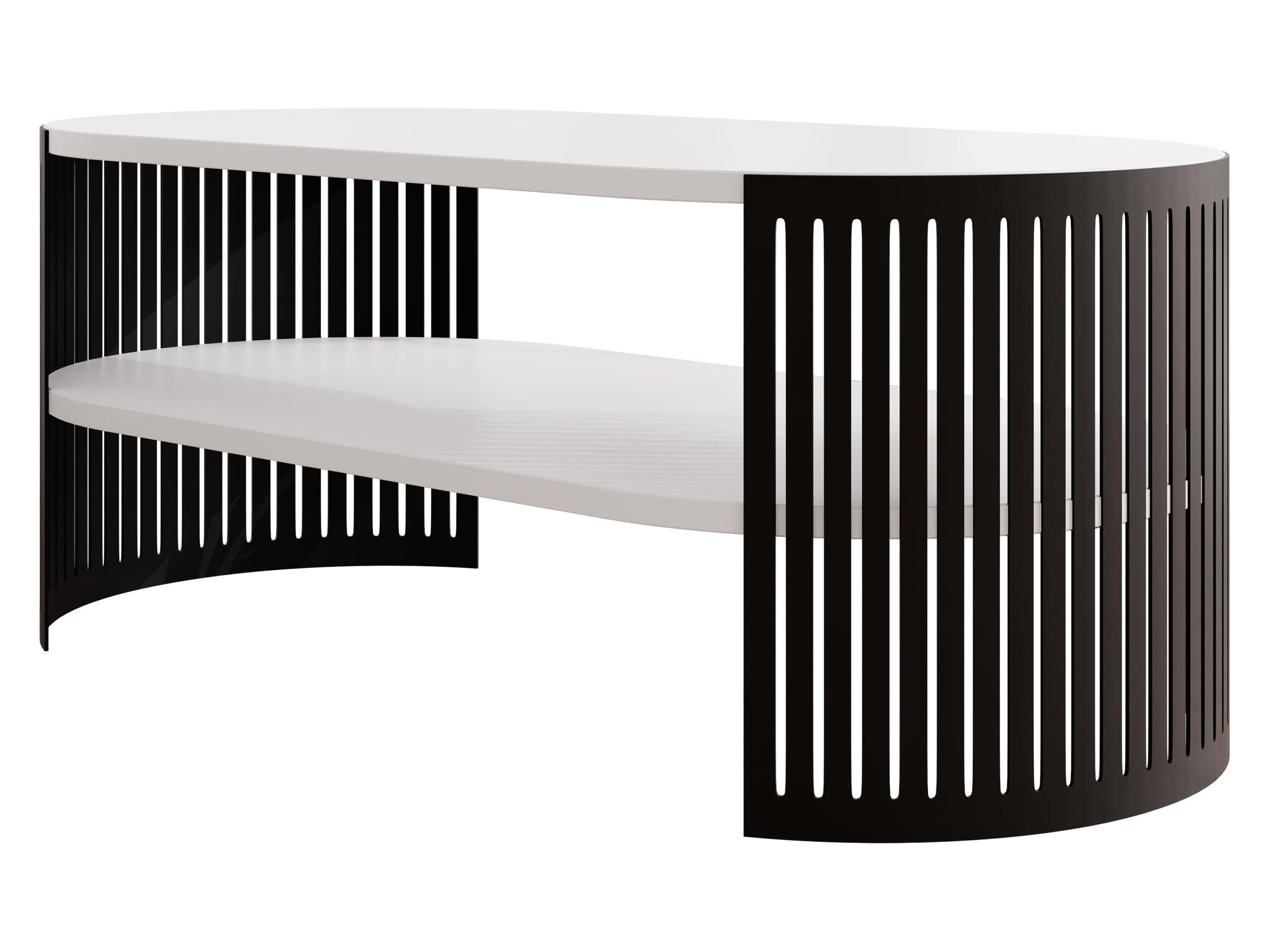 COUCHTISCH Fikoli Oval I - Schwarz/Weiß, Holzwerkstoff/Metall (100/50/40cm) - MIRJAN24
