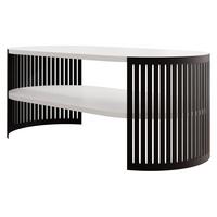COUCHTISCH Fikoli Oval I - Schwarz/Weiß, Holzwerkstoff/Metall (100/50/40cm) - MIRJAN24
