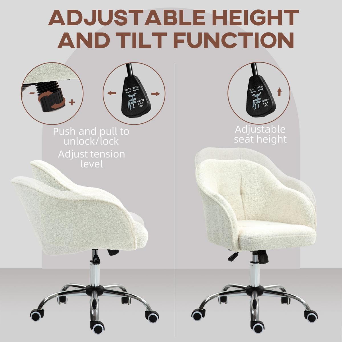 BÜROSTUHL Polyester Kunstleder Cremeweiß - Weiß, Kunststoff (61/86/56cm) - HOMCOM
