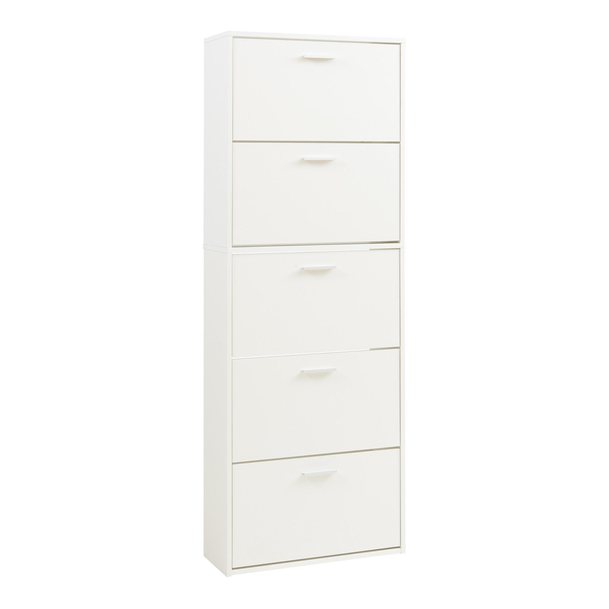 SCHUHSCHRANK Sykkylven - Weiß, Holzwerkstoff (60/169/24cm) - [en.casa]