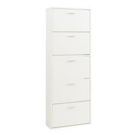 SCHUHSCHRANK Sykkylven - Weiß, Holzwerkstoff (60/169/24cm) - [en.casa]
