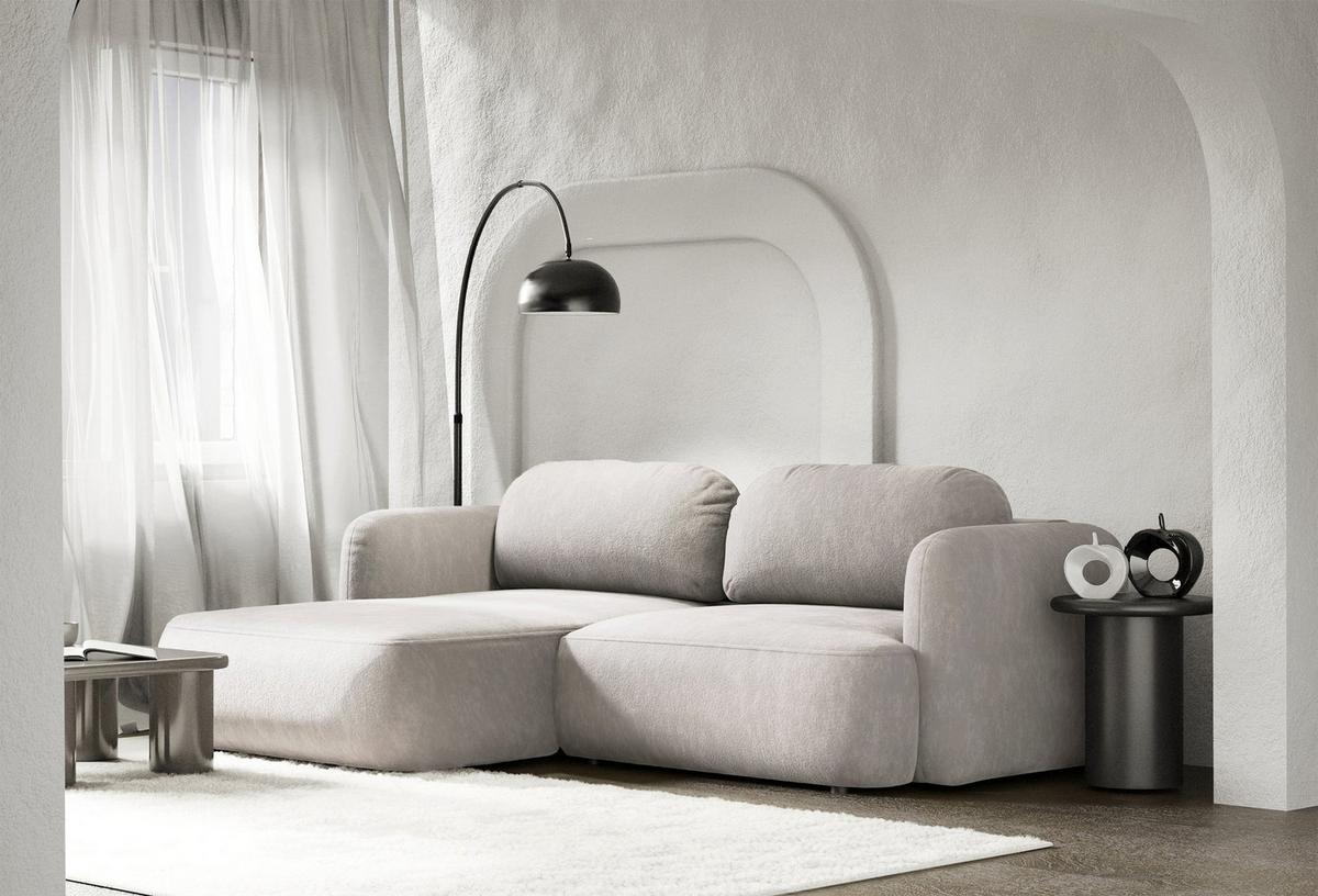 ECKSOFA Tvoya grau-beige Chenille - Taupe/Schwarz, Kunststoff/Textil (267/175cm) - Selsey