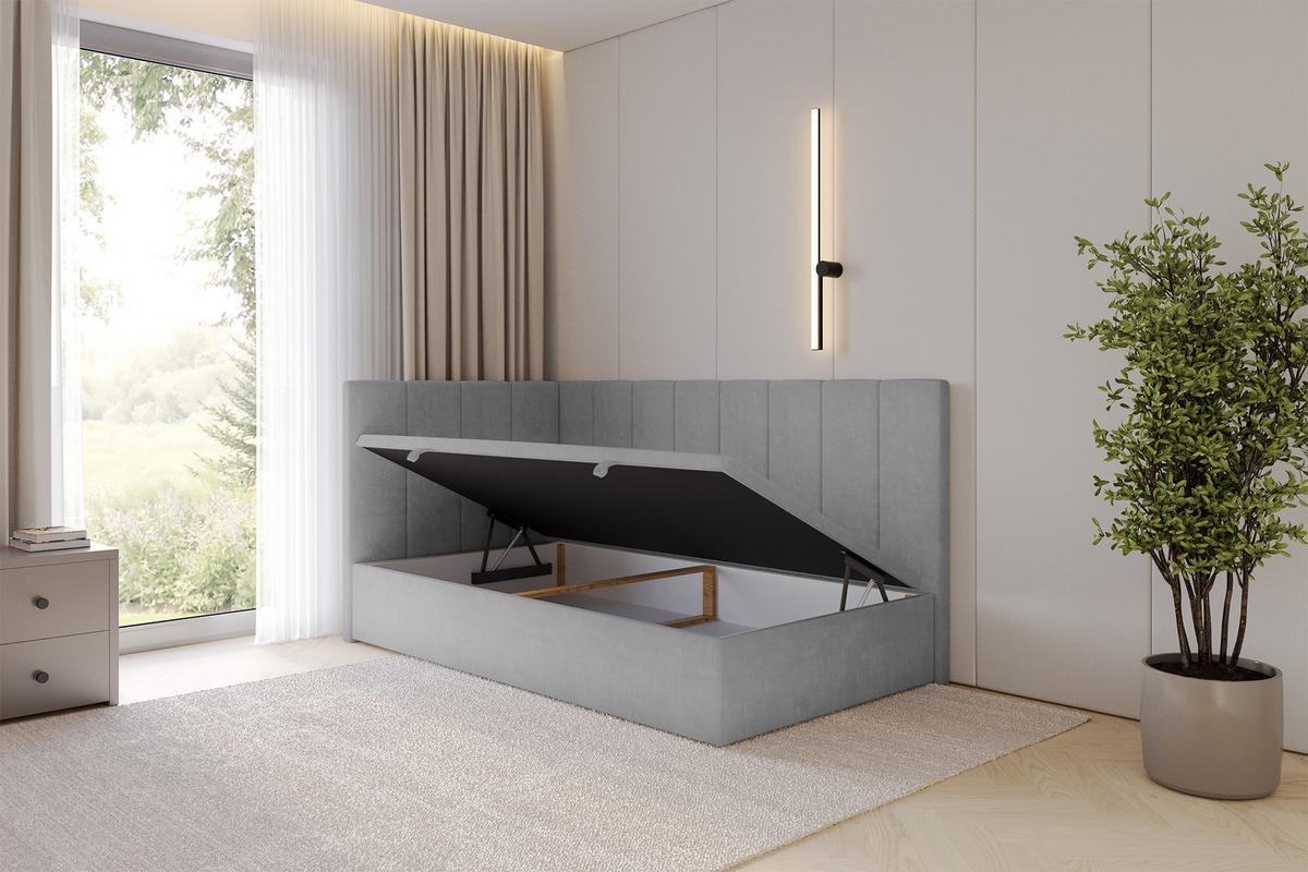 EINZELBETT Jugendbett mit Bettkasten Rechts, ohne Matratze - LOVY 100x200 Grau - Anthrazit, Holzwerkstoff/Textil (100/200cm) - ALTDECOR