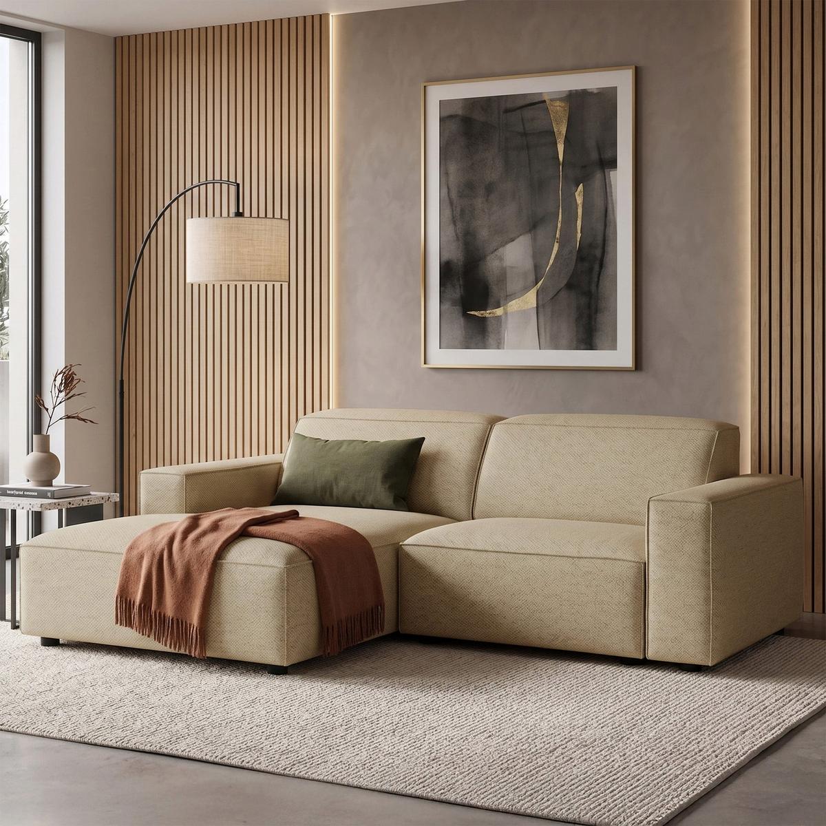 ECKSOFA Sellmo 210 cm - Schwarz/Cappuccino, Kunststoff/Textil (210/166cm) - Selsey