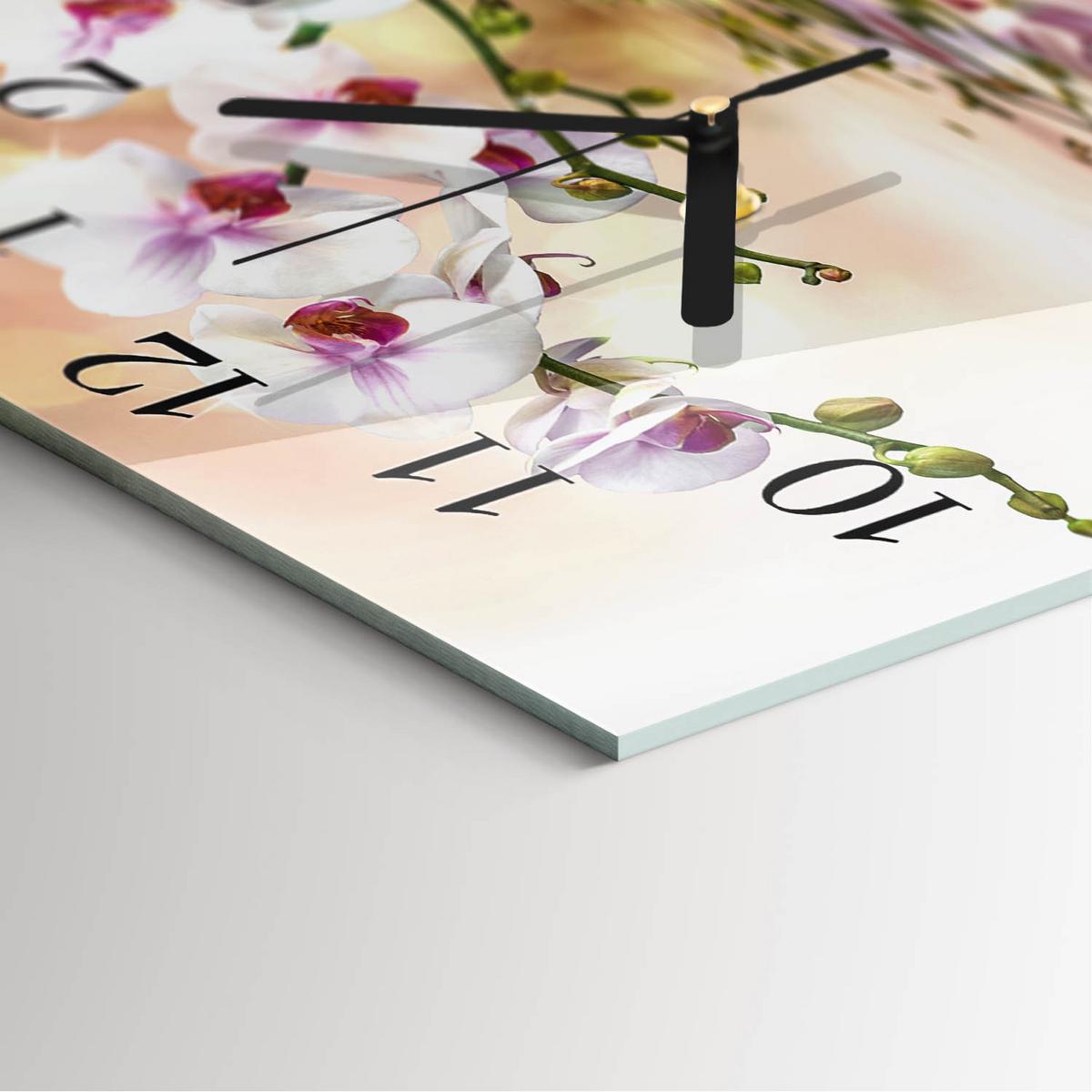WANDUHR aus Glas 30x30 cm - Orchidee - Multicolor, Glas (30/30/0.4cm) - TULUP
