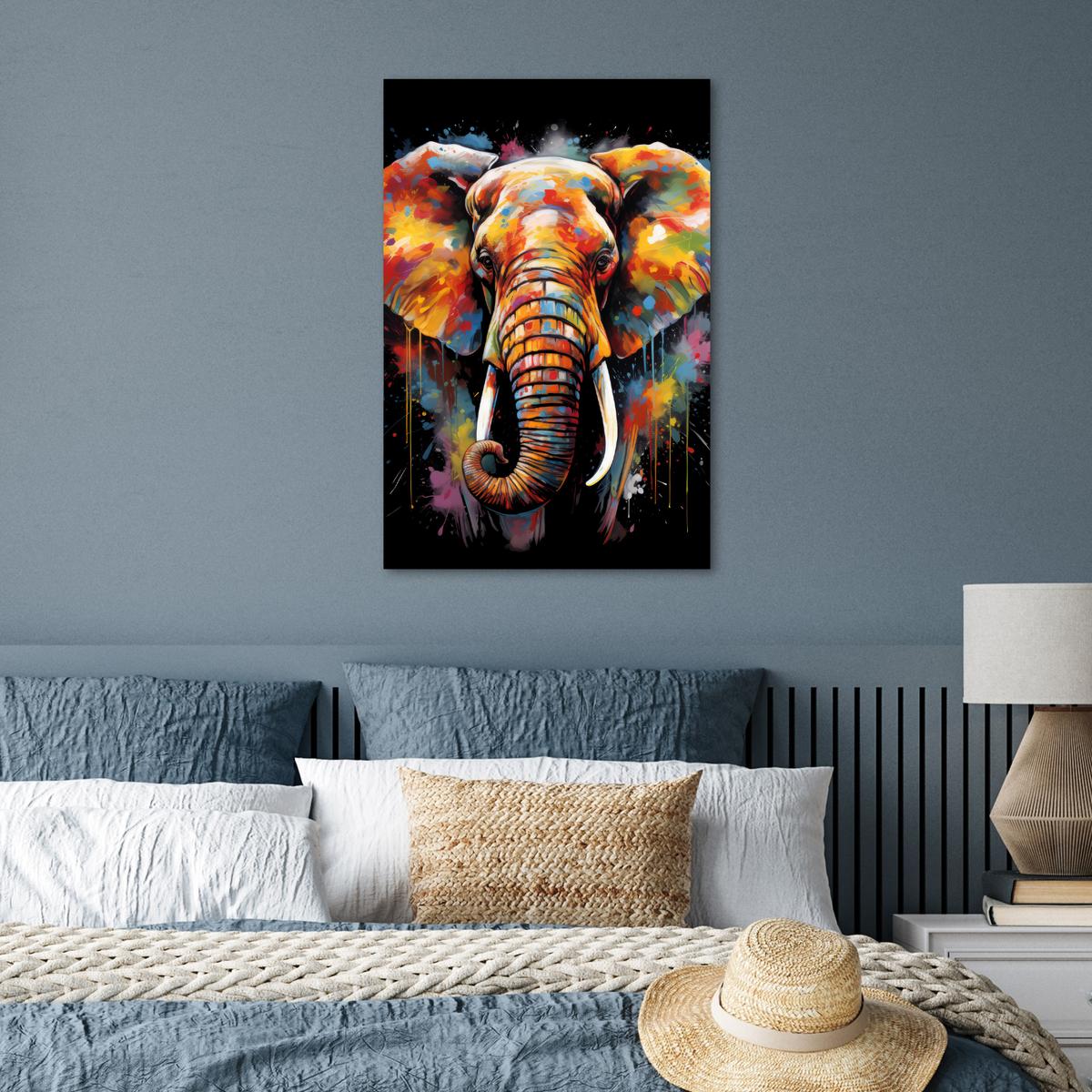 POSTER Elefant - Graffiti - Schwarz - Tiere - Farben Wanddeko 40x60 cm - Schwarz, Papier (40/60/0.1cm) - MuchoWow