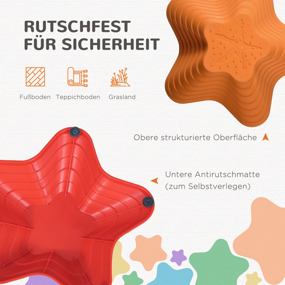 FLUSSSTEINE 11ER Balance-Steine Kleinkinder Sprungbrett Trittsteine Rutschfest - Multicolor, Kunststoff (40.5/20/40.5cm) - Outsunny