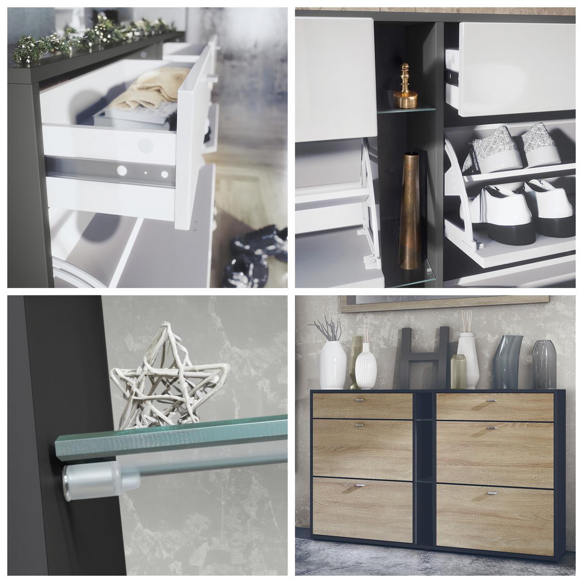 GARDEROBE Florence Schwarz matt - Schwarz, Holzwerkstoff (155.5/200/28cm) - Vladon