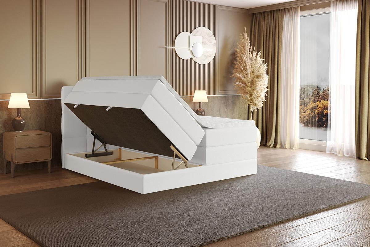 BOXSPRINGBETT mit Matratze H3|H4 und Lattenrost - LIRO KING-160x200 - Weiß - Weiß, Holzwerkstoff (160/200cm) - ALTDECOR