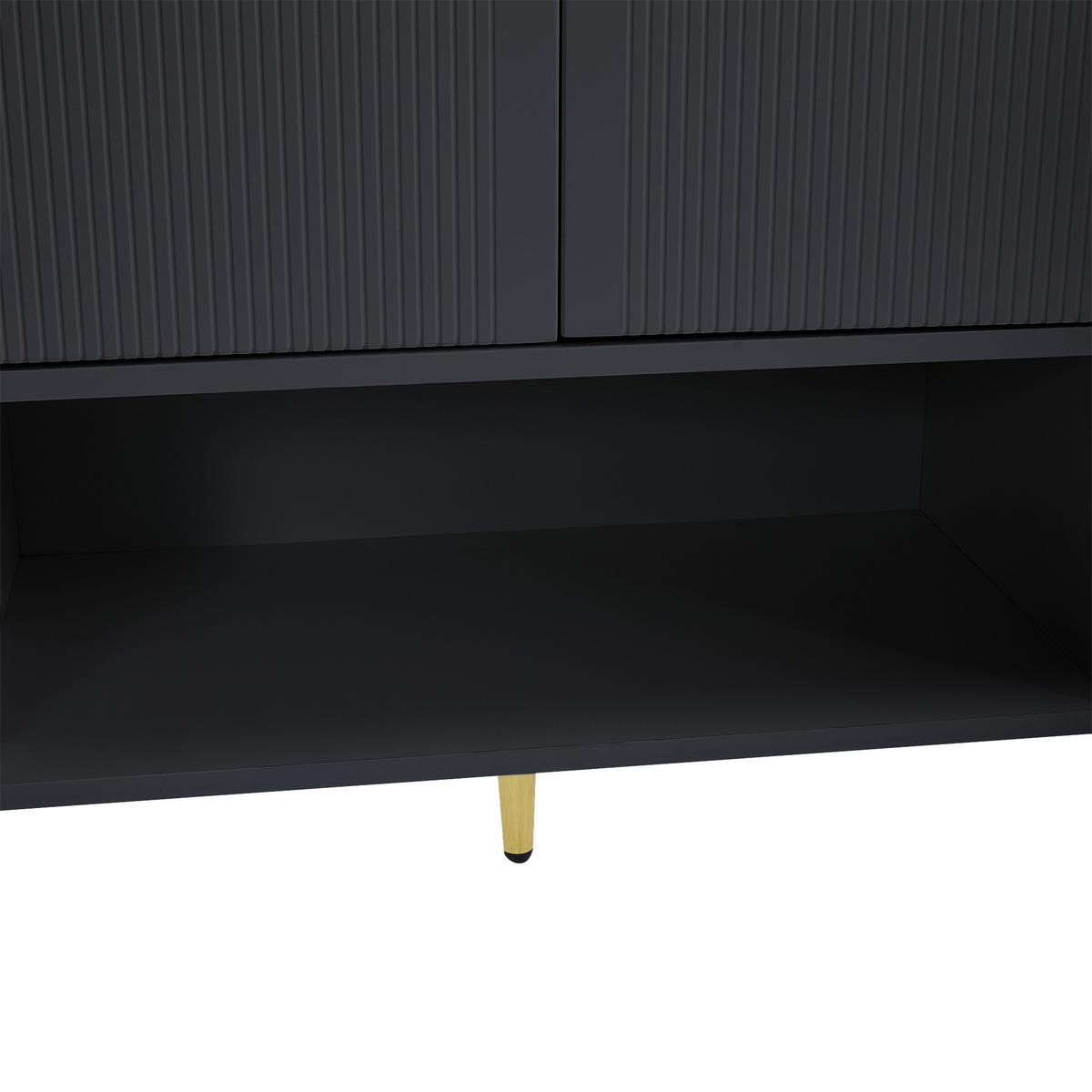 SIDEBOARD 2 Schubladen, 4 Türen, Metallfüße Modernes Design, Viel Stauraum, Schwarz - Schwarz, Holzwerkstoff (130/100/37cm) - Urban Meuble