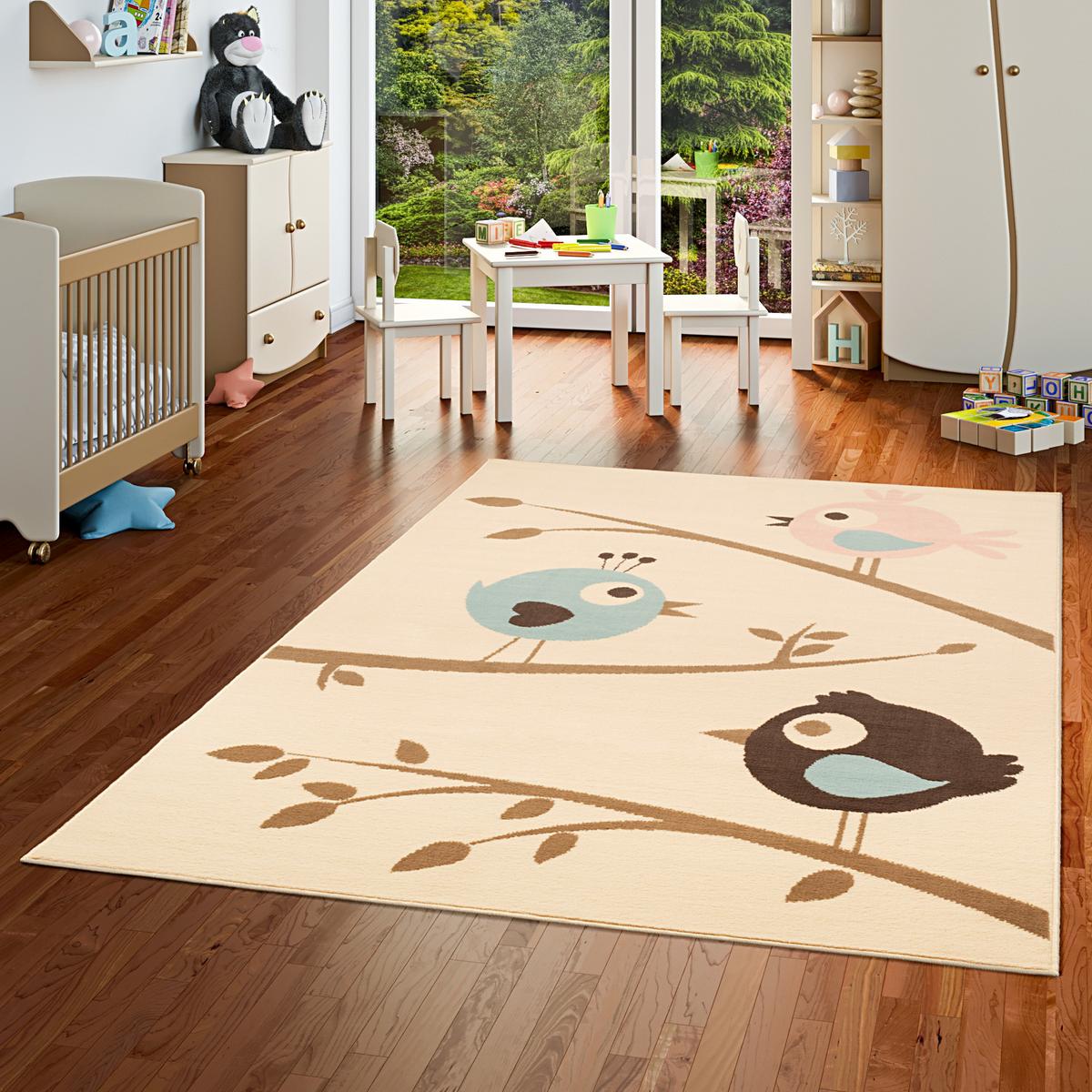 KINDERTEPPICH TRENDLINE VÖGEL PASTELL BEIGE BLAU - Beige, Textil (80/150cm) - Pergamon