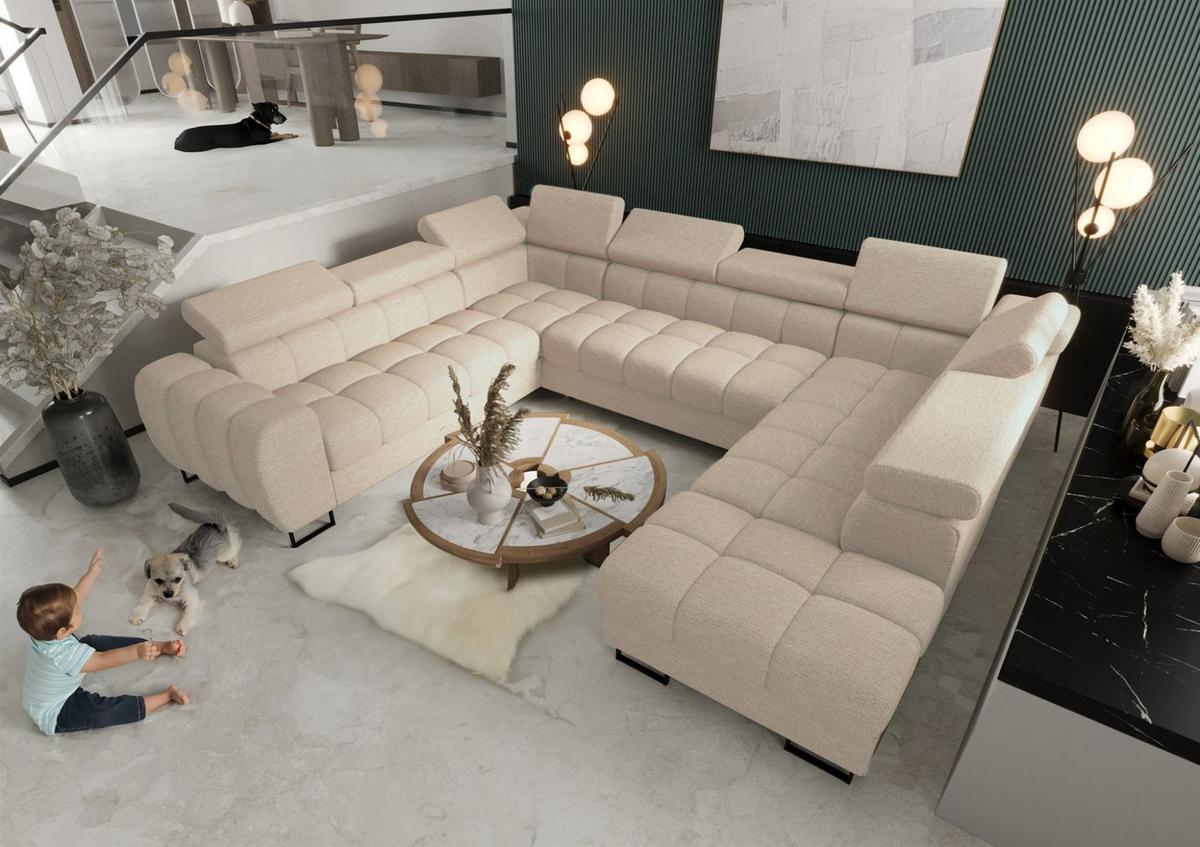 WOHNLANDSCHAFT Bastien Xl - Creme, Holzwerkstoff/Textil (350/95/265cm) - Fun Möbel