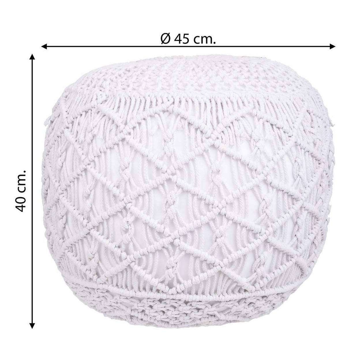POUF aus Baumwolle, weiß, 45x40cm - Weiß, Textil (45/40/45cm) - Wanderlust