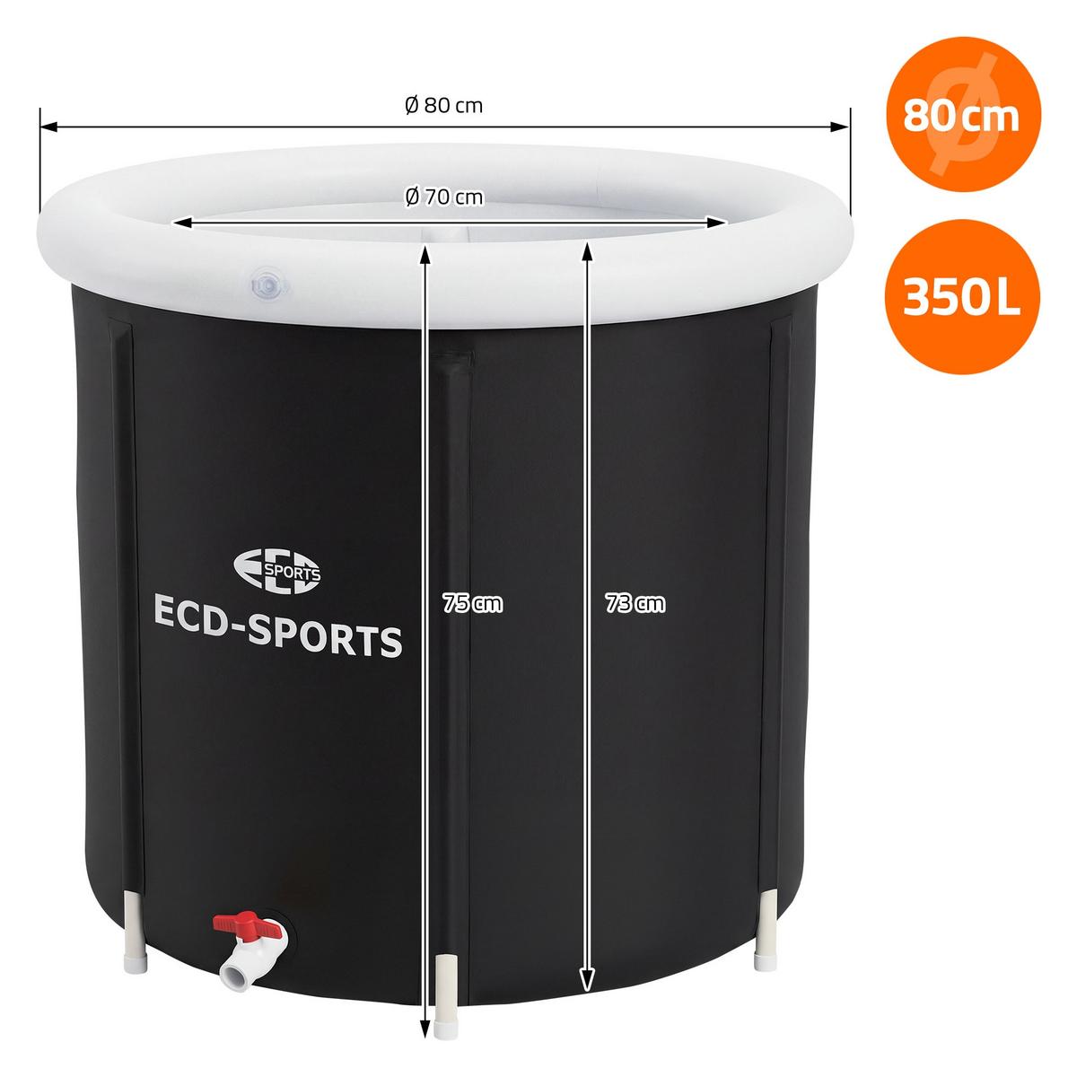 EISBAD Ø80 cm 350L Schwarz-Weiß aus Oxford-Gewebe - Schwarz, Kunststoff (80/75/80cm) - ECD-Germany