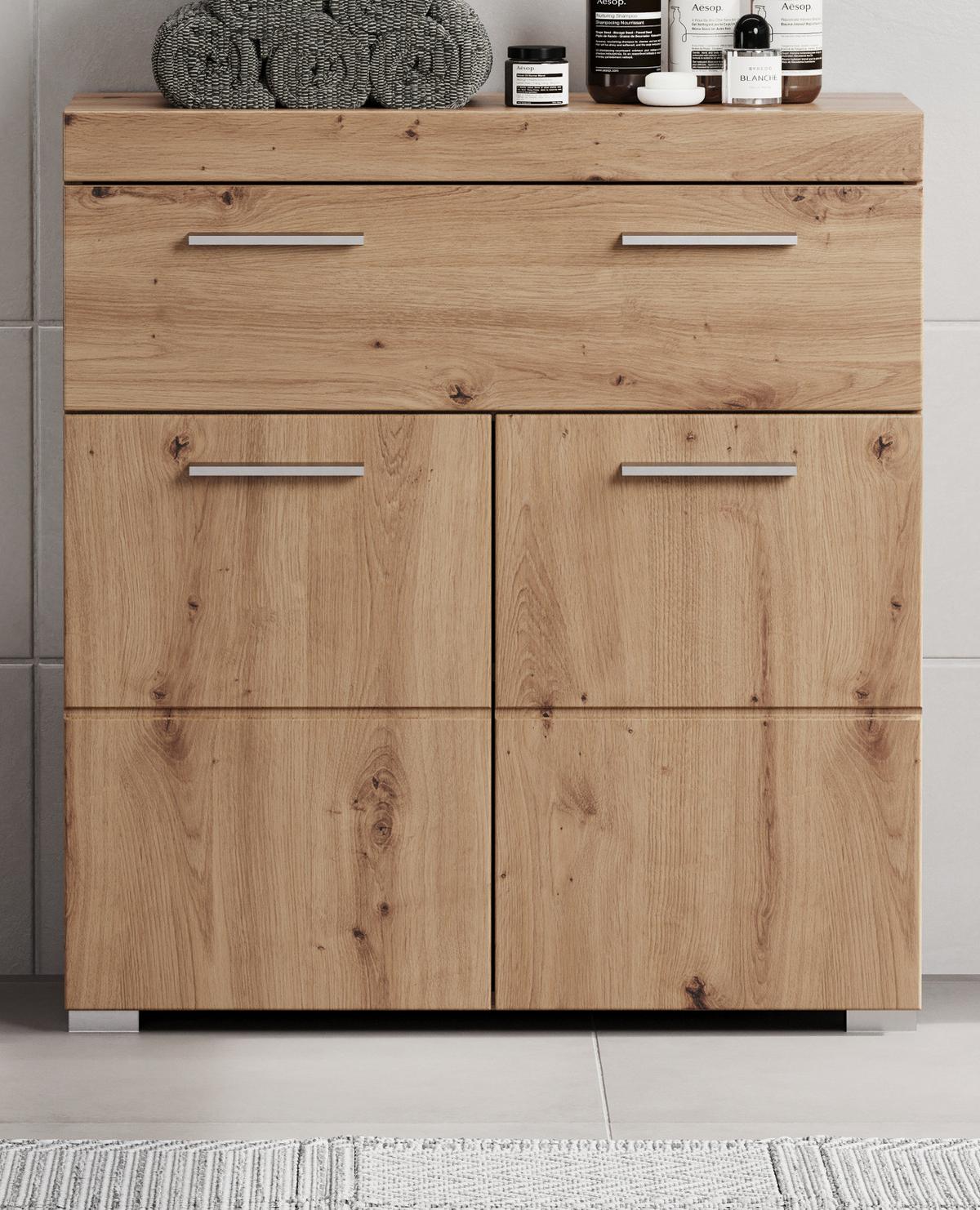 BADKOMMODE Asteiche 73 x 79 cm, Badzimmer Kommode mit viel Stauraum - Eichefarben, Holzwerkstoff/Kunststoff (73/79/31cm) - Top.Furn