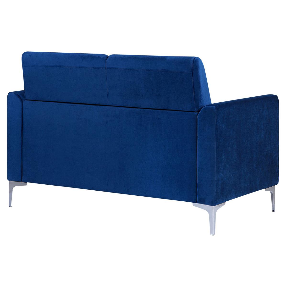 2-SITZER-SOFA Samtstoff Marineblau Fenes - Hellblau, Textil (142/90/75cm) - Beliani