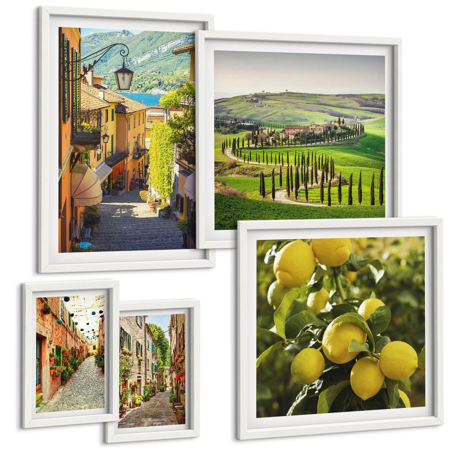 BILDER SET 5er Set - 50x50 cm & 20x30 cm & 40x60 cm Weißer Rahmen - Zitat über New Yorker Landschaften - Weiß, Kunststoff (40/60cm) - TULUP