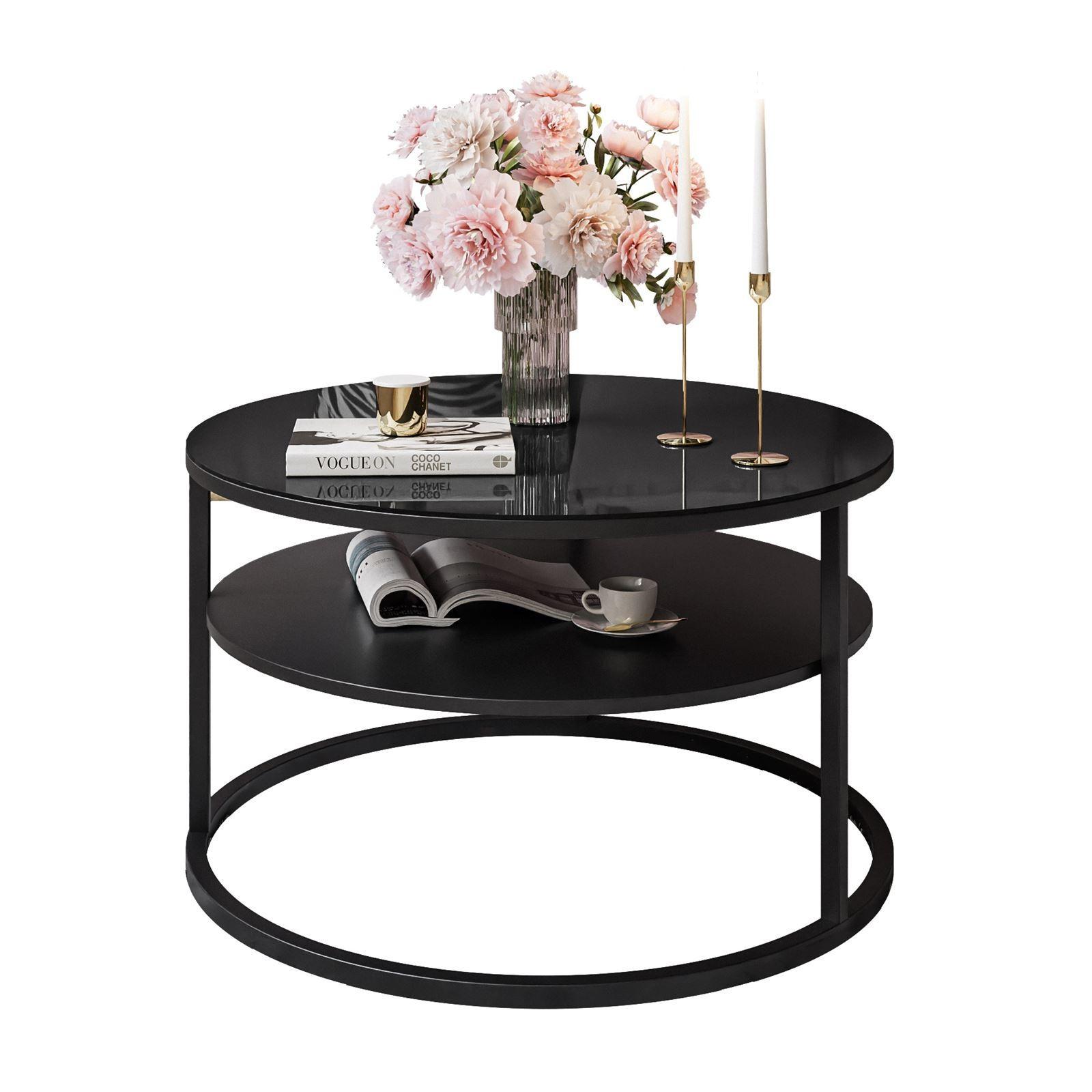 COUCHTISCH CIRI GLASS mit Regal - Schwarz, Glas (70/70/47.4cm) - Lookway