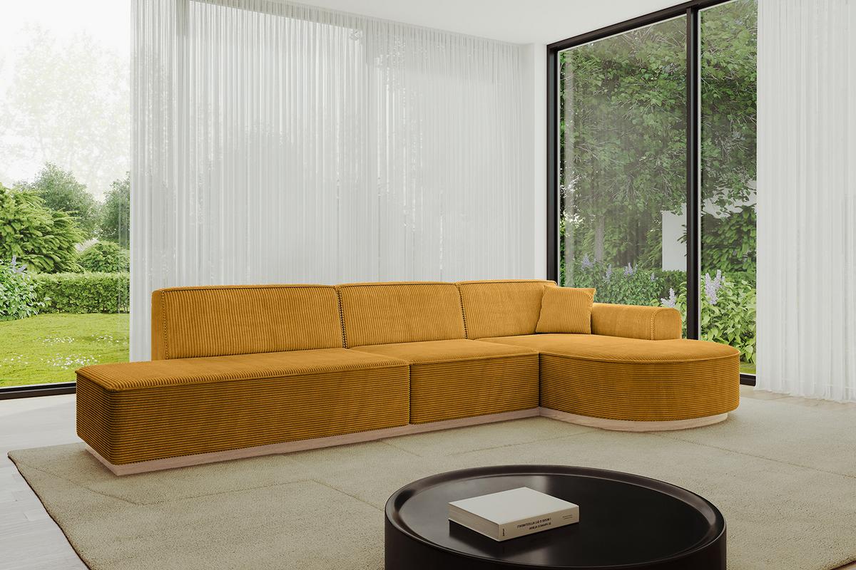 ECKSOFA Ottomane Rechts ARRIO-L2 - 328x171x83 cm Senfgelb - Currygelb/Gelb, Holzwerkstoff/Textil (328/171cm) - ALTDECOR