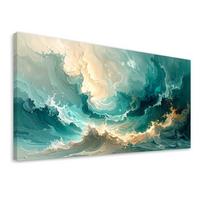 LEINWANDBILD Abstraktion 120x60cm - Türkis, Textil (120/60cm) - Feeby