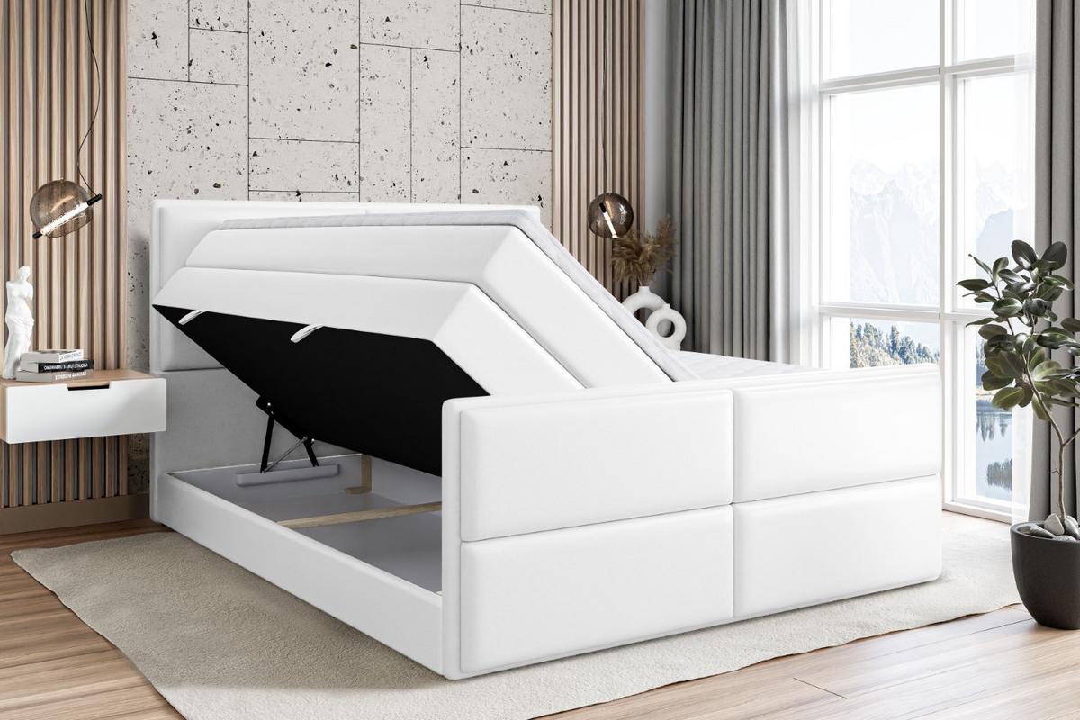 BOXSPRINGBETT AURA-Z KING - 140 x 200 - H3/H4 - Weiß Hochglanz - Weiß Hochglanz, Holzwerkstoff (140/200cm) - ALTDECOR