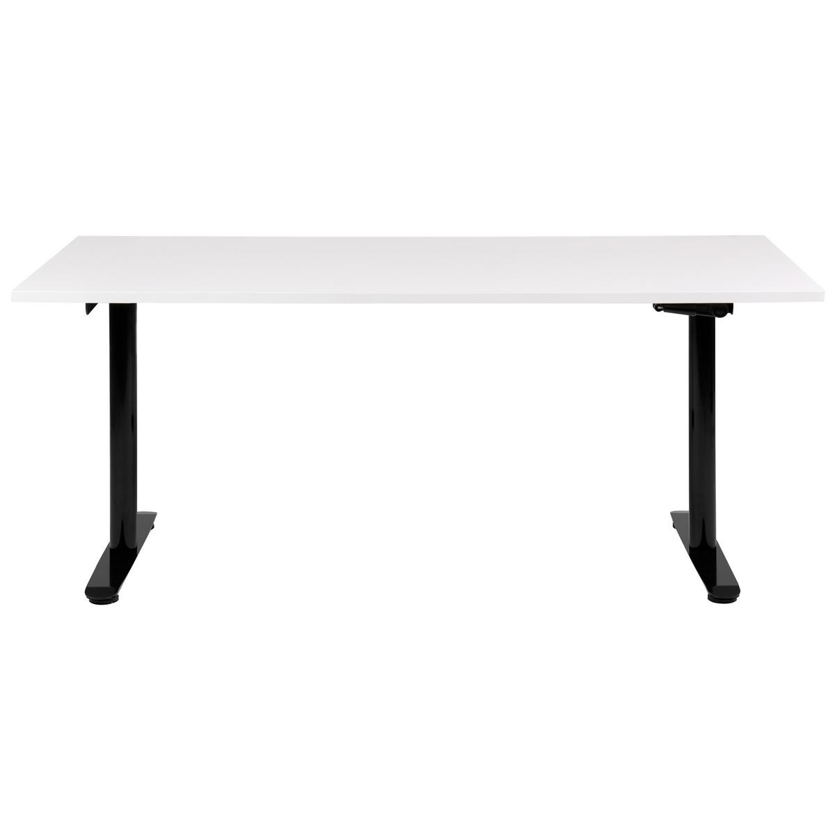 SCHREIBTISCH weißschwarz 160/72 cm manuell höhenverstellbar Destin IV - Schwarz/Weiß, Holz (120/72/74cm) - Beliani