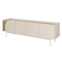 LOWBOARD Camel mit 4 Türen und geriffeltem Detail, 172 cm, Frühlingseiche + Macadamia - Eichefarben/Beige, Holzwerkstoff/Metall (172/54/42cm) - Beautysofa