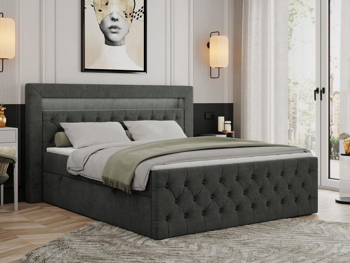BOXBETT GOLD-9 LED 200/200 Dunkelgrau Struktur - H4 - Dunkelgrau, Holz/Textil (200/200cm) - MKS